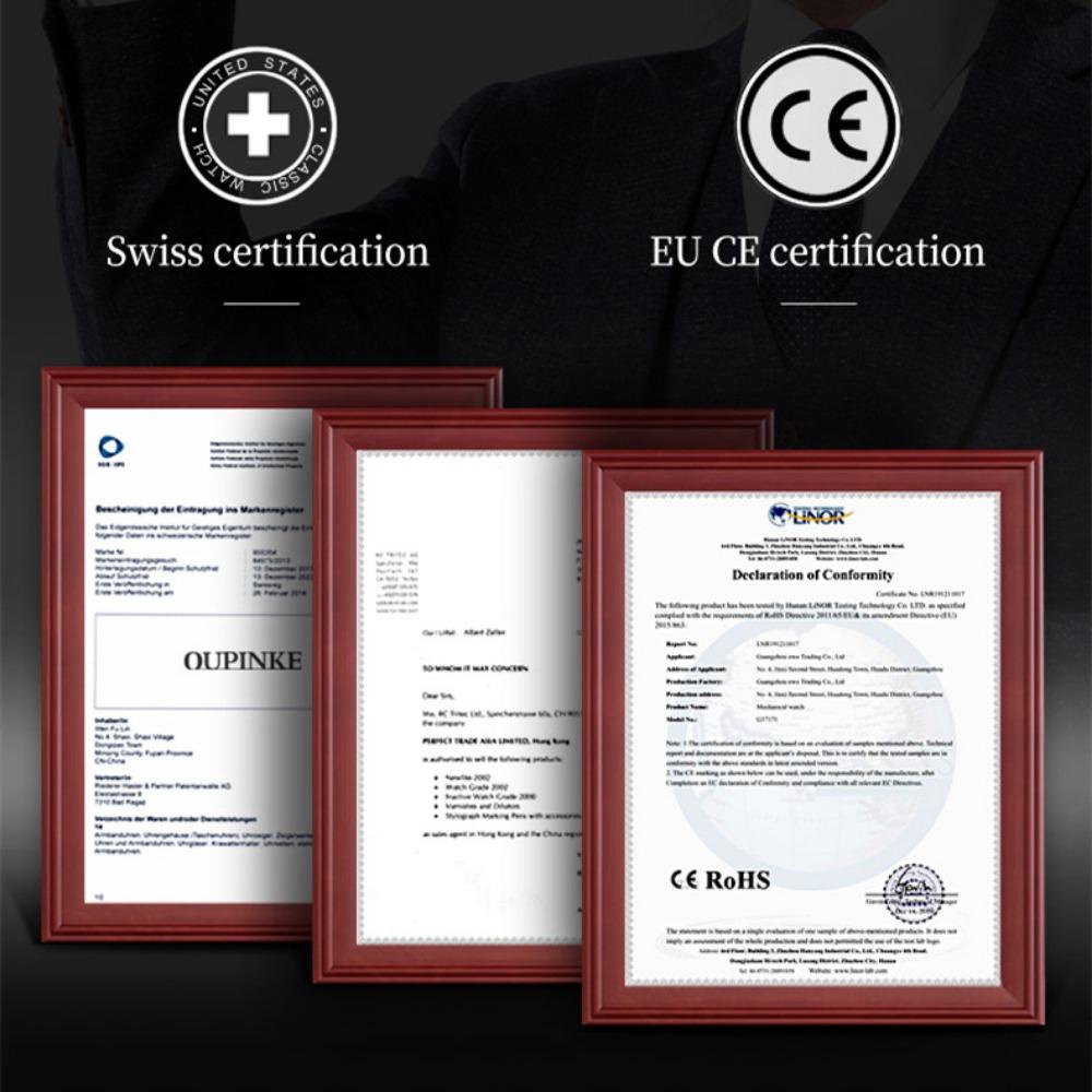 OUPINKE Montre Homme Mouvement Squelette Montre Mécanique Automatique Lumineuse Étanche Montre Homme