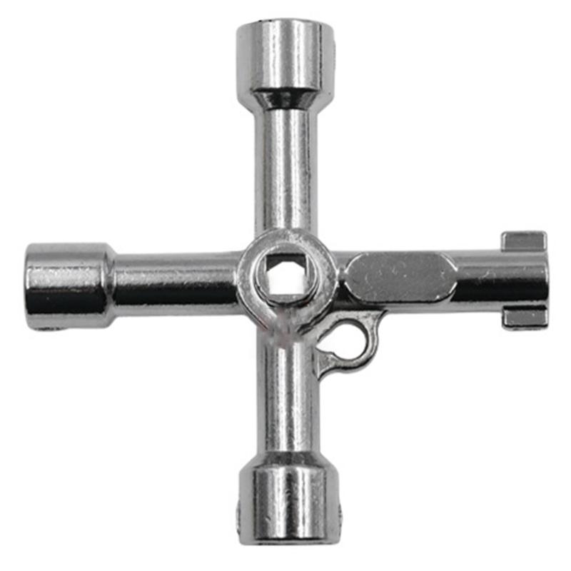 4-Way Multi-Functional Utilities Key Triangle Square Universal Cross Triangle Key Wrench for Faucet Electrical Cabinet