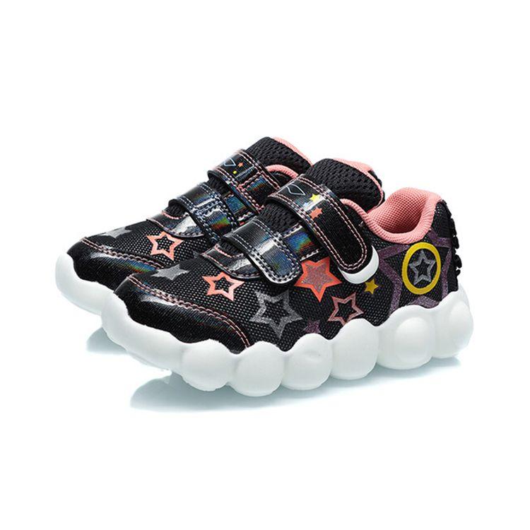 Li Ning Comfortable Daily Non-Slip Breathable Lightweight Casual Shoes Kids Sneakers Standard-Black YKNQ056-4