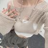 Women's Blouses Loose Round Neck See-Through Mesh Knitted Tops