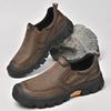 Genuine Leather Mens Slip On Shoes Hand Stitched Male Hiking Footwear Leisure Outdoor Treking Shoes New Antiskid Travel Trainers