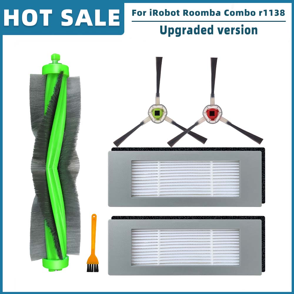 Compatible For iRobot Roomba Combo R1138 Robot Vacuum Cleaner Spare Parts Accessories Main Side Brush Hepa Filter Mop Rag Cloth