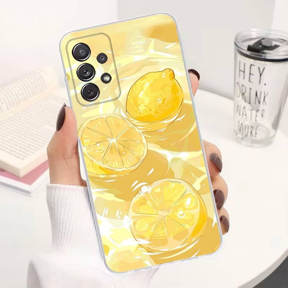 Frucht Zitrone Malerei Handyhülle Für Samsung Ultra,FE,A30,71,51,S9,10,20,Lite, S22,23,21,Plus, Transparent, Silikon