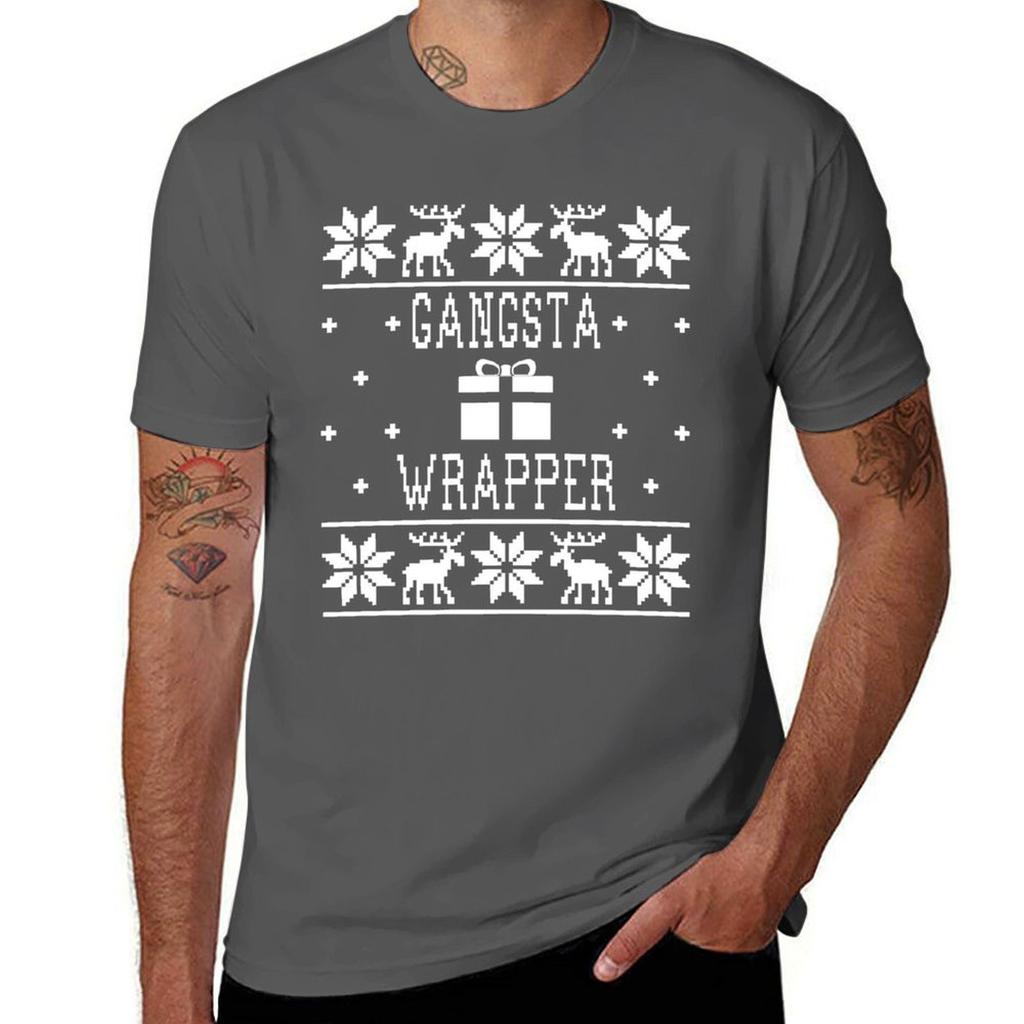 Gangsta Wrapper Ugly Christmas Sweater Tshirt Essential Solid Color Tshirt