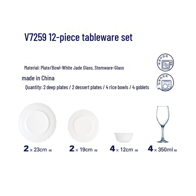 Luminarc V7259 12-delars vit glas servis