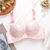 Sutien wireless cu imprimeu floral și bretele roz reglabile