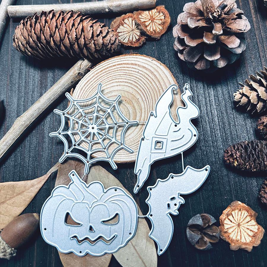 Halloween Hat Bat Metal Cutting Die, Pumpkin Paper Die Cuts, Spider Web Cutting Dies For Card Making, Metal Die Cut Stencil For DIY Crafts