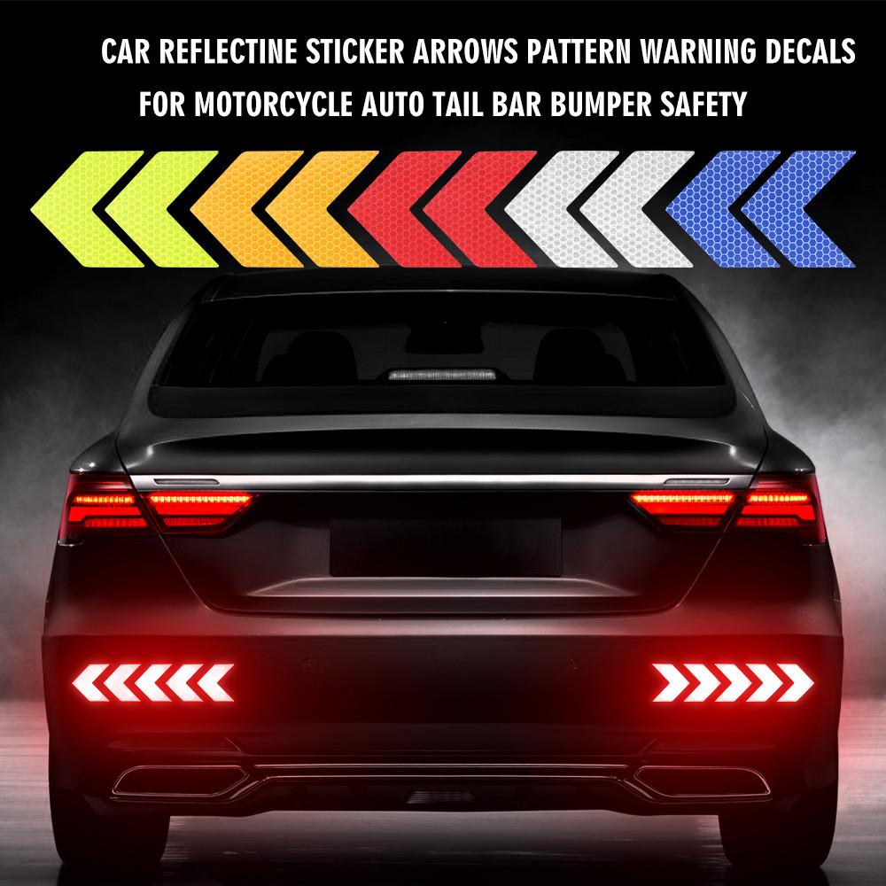 10PCS Car Reflective Sticker Warning Decals Arrow Sign Tape Stickers For Auto Tail Bar Bumper Trunk Safety Decoration Sticker