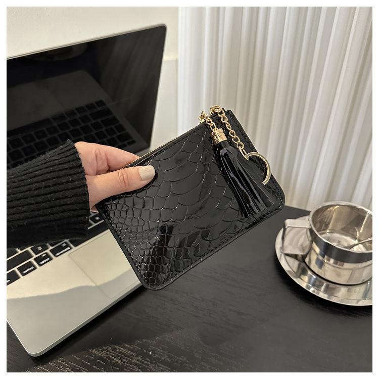 

New Fashion Mini Cute Coin Purse Key Chain Leather Wallet for Women Portable Card Holder ID Bag Key Coin Pouch чорний