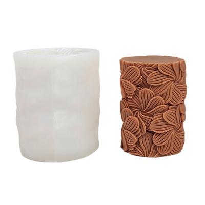 Moules cylindriques en silicone à motif de feuilles en relief pour bougies artisanales en résine époxy, savon, fondant, chocolat.
