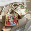 Original Simple Linen Bag, Japanese and Korean Women's Handbag Bag, Trendy Cartoon Literary Hand Carry Snack Bag, Environmentally Friendly Bento Bag