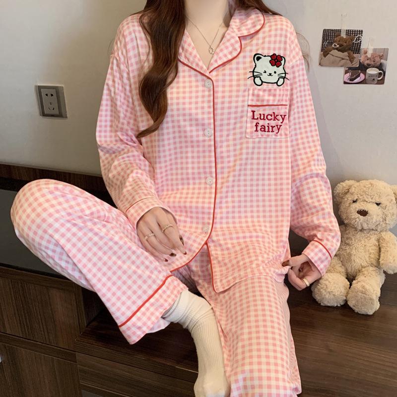 Strawberry Print Long-Sleeve Pajama Set
