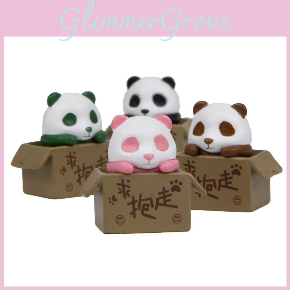 Panda Little Cute In The Cardboard Box Resin Ornaments For Home Office And Gift