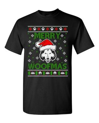 Merry Woofmas Husky Dog Paw Ugly Christmas Funny Adult DT T-Shirt Tee Unisex T-Shirt