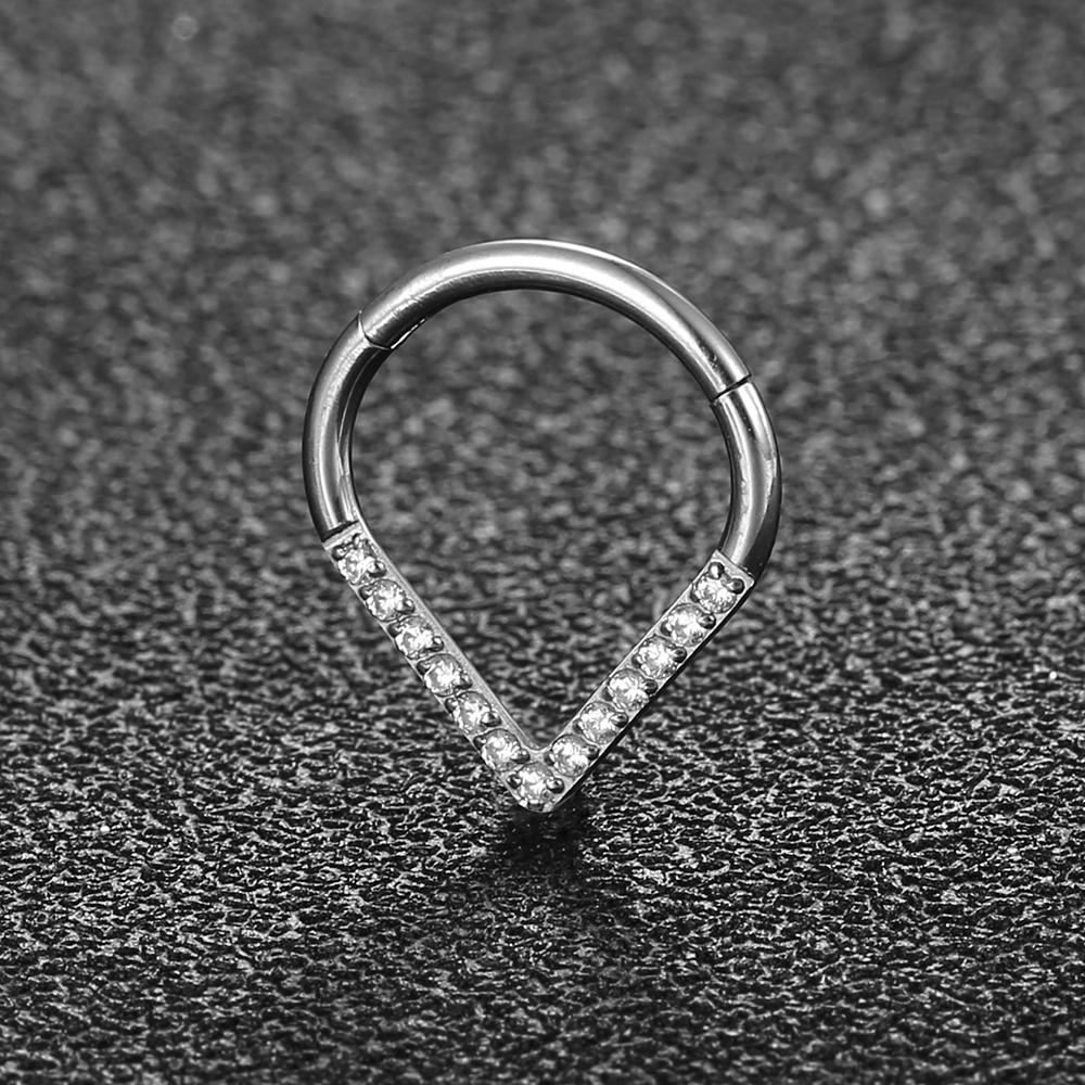Heart Hinged Nose Ring Hoop Teardrop Septum Hoop Conch Daith Helix Ring Hoops Rook Tragus Ring Lip Ring Cartilage Earrings Hoop