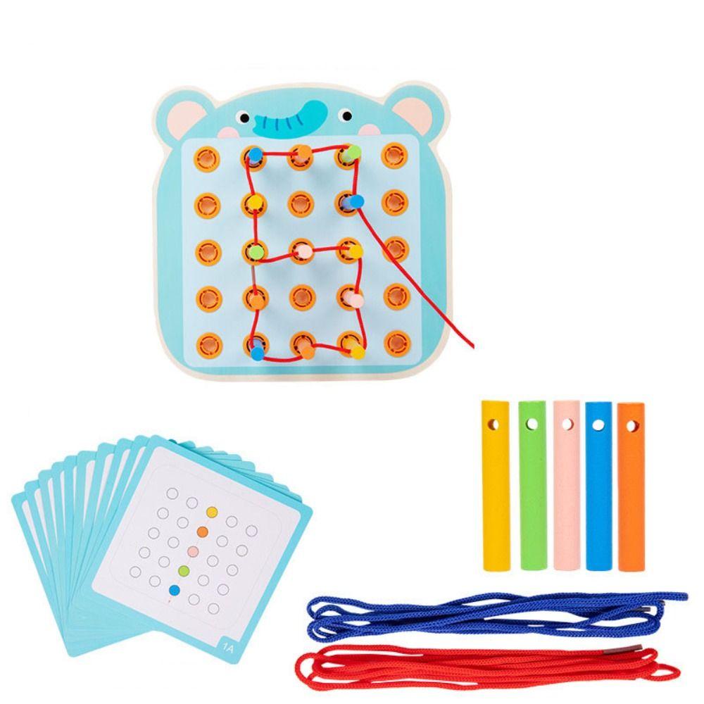 Montessori Activity Wooden Threading Lacing Toy Kids Rope Threading Game  Fine Motor Skills