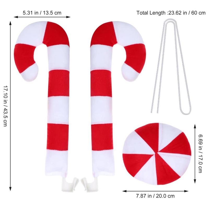 Christmas Car Accessories Reindeer Antlers Nose Set Candy Cane Design Easy Install Durable Fabric Car Decoration For Xmas