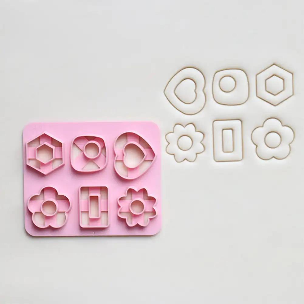 

6Type/Set Mini Clay Cutter Multiple Geometry Пластиковые гончарные серьги Резка Mold DIY Мягкая глина Неправильные керамические формы для сережек