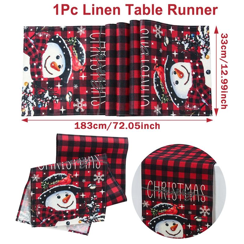 Weihnachtsleinen-Tischläufer Frohe Weihnachten Dekoration für Zuhause 2024 Weihnachtsfeierdekor Ornament Navidad Natal Neujahrsgeschenk 2025