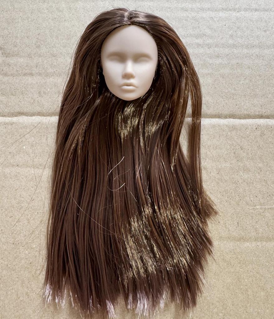 Vintage 1/6 Blank Face Doll Heads With Hair Fashion Doll Head Make Up Practice DIY Toy Parts Girls Birthday Gifts