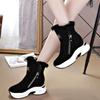 Fashion Wedge Shoes Leather Snow Boots  Winter Boots Warm Women's Shoes Mid-Calf Ladies Platform Booties