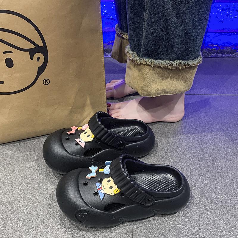 

Hole shoes women s new summer wear thick-soled cute sandals white beach sandals 35-36 чёрный