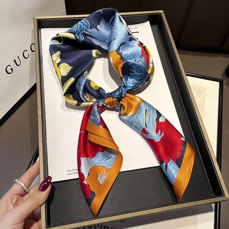 70cm Versatile Fashionable Mulberry Imitation Silk Scarf for Middle-Aged & Elderly - Summer Neck Protection