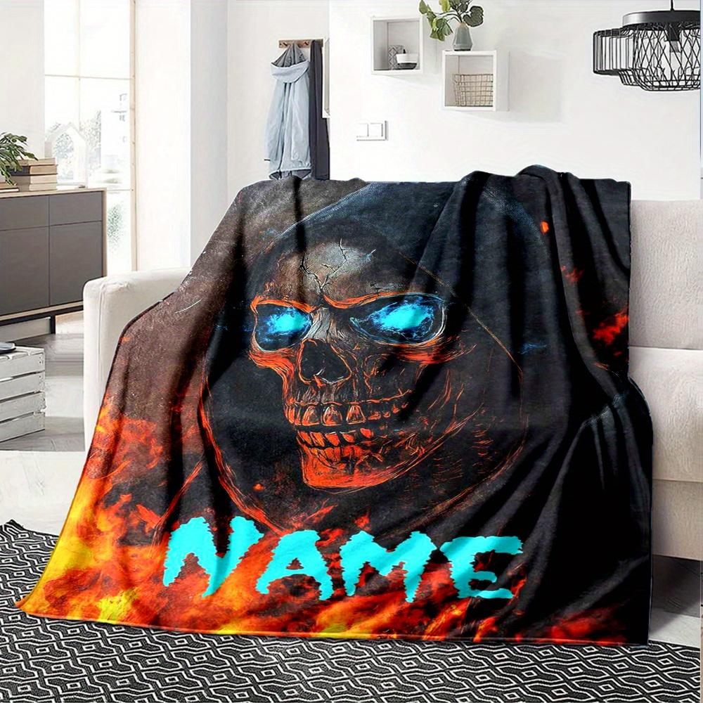 Skull Fire Home Blankets Comfortable Soft Lightweight Multiseasonal Blanket For Picnics Sofas Offices Beds Living Rooms Perfect Gift For Friends'