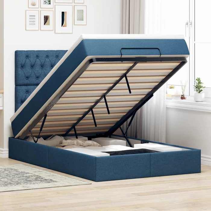 Maison Exclusive - Cadre de lit ottoman avec matelas bleu 120x200 cm tissu