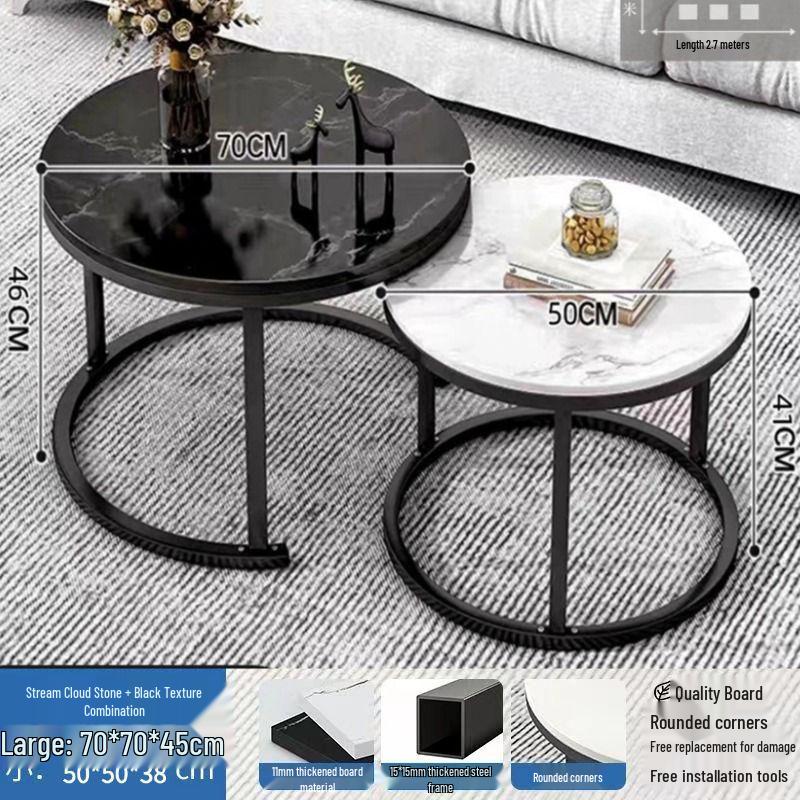 Simple Modern Light Luxury Coffee Table - Small Round Side Table for Living Room or Bedroom