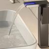 Led Bathroom Rgb Sink Mixer Tap Temperature Sense Waterfall Faucet Change Color