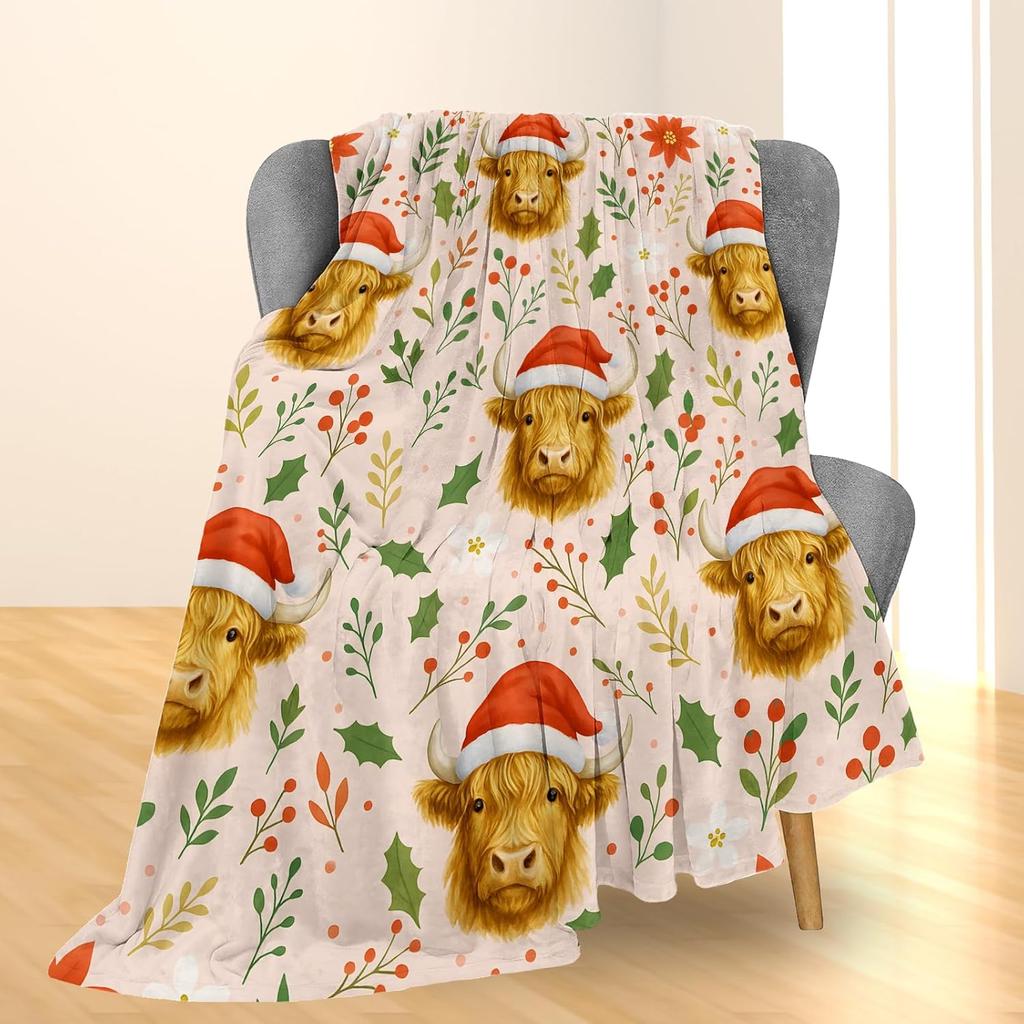 Weihnachten Santa Flanelldecke - Weich, Leicht & Niedlich mit Weihnachtsmann-, Baum- & Zuckerstangen-Designs für Sofa, Bett oder Reise