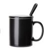 Simple Ceramic Mug with Lid and Spoon