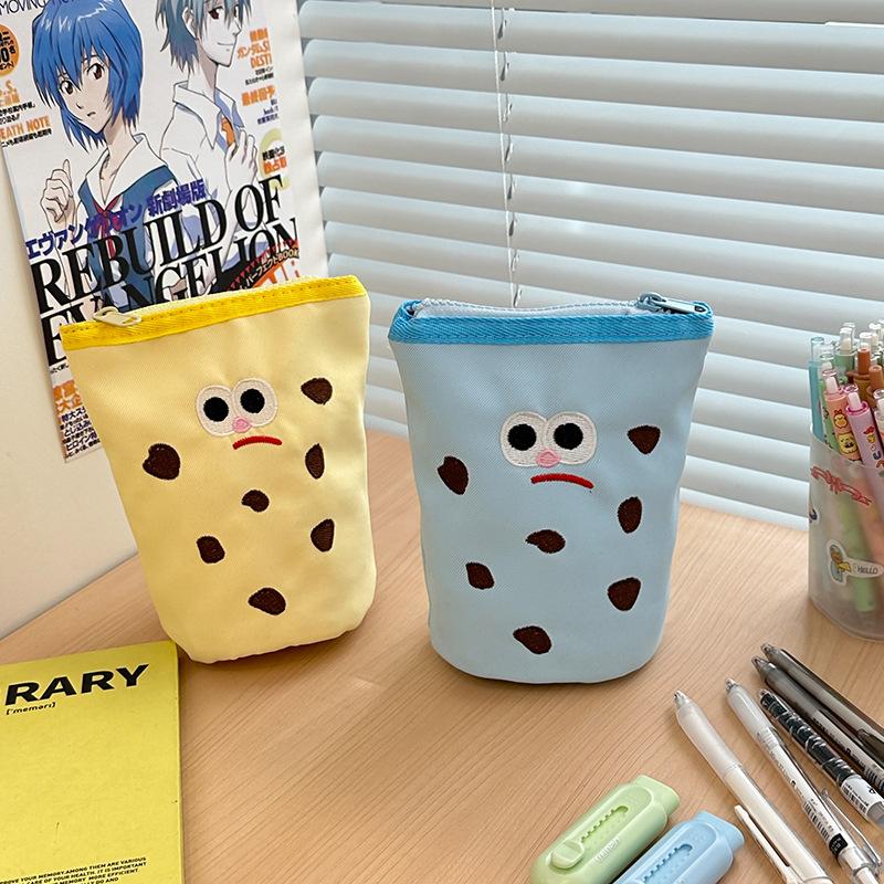 Cookies Creative Pencil Bag Female High-value Student Foldable Pencil Bag Large Capacity Makeup Brush Storage Bag