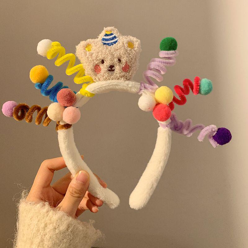 Autumn/Winter Cartoon Lion Dance Plush Headband for Girls