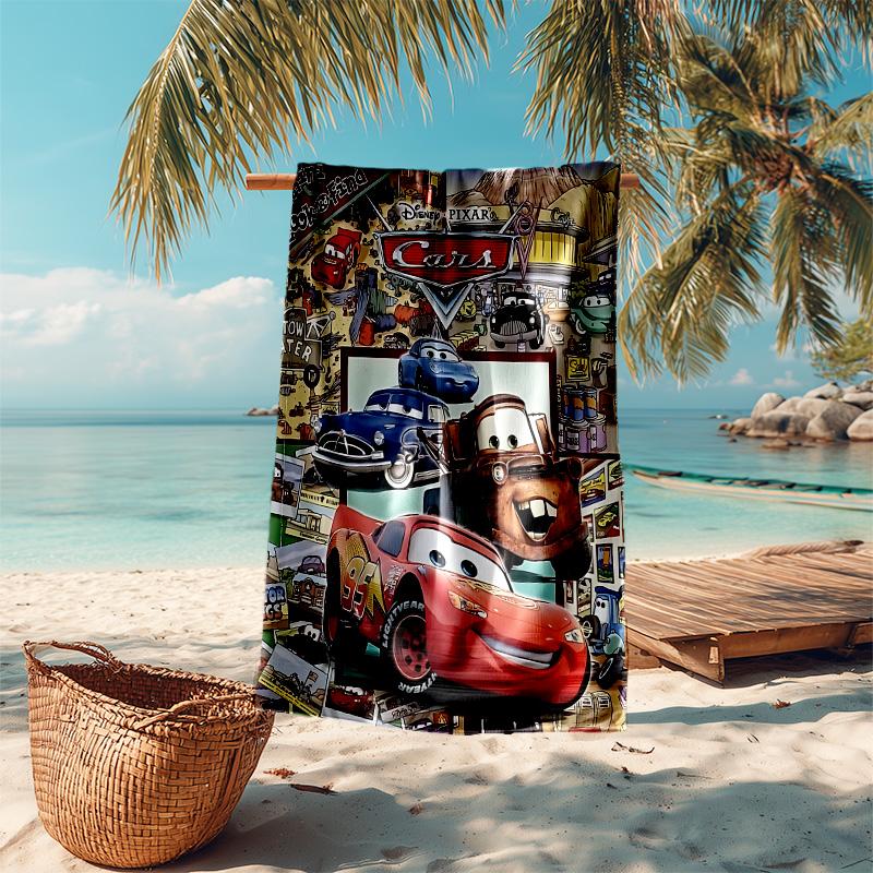 1pc Cars Movie Poster Collage Beach Towel, Highly Absorbent, Soft Comfortable, Yoga, Swimming, Fitness, Camping, Beach Activities. B73005