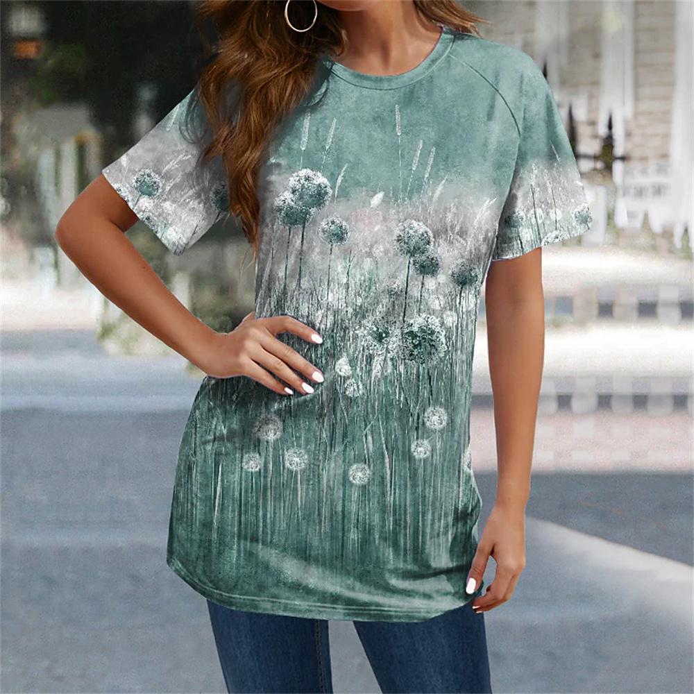 Summer Women's Tee Harajuku 3D Printed T-Shirts O-Neck Casual Blouses Everyday Pullovers Female T-Shirt Designs Streetwear