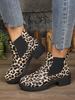Large Size New Autumn and Winter Leopard Print Thick Heel Platform Martin Boots European and American Short Boots