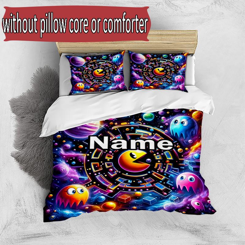 3pcs Duvet Cover Set (1*Duvet Cover + 2*Pillowcase, Without Core), Custom Name PAC Pattern Bedding Set, Home Bedroom Decor Gift