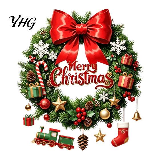 Waterproof Seasonal Wall Decor Christmas Wreath Toilet Decal, Merry Bow Seat Sticker, Self Adhesive Lid Decal Tank Decals, Self-Adhesive Bathroom
