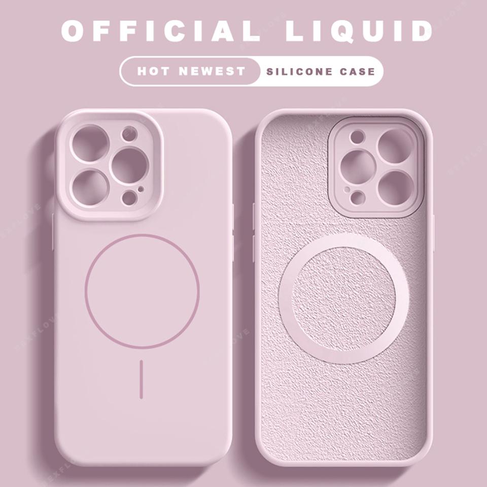 Official Magnetic Phone Case For For Iphone 1 14 16 Plus 12 13 16 Pro Max Liquid Silicone Lanyard Charge Protector Cover