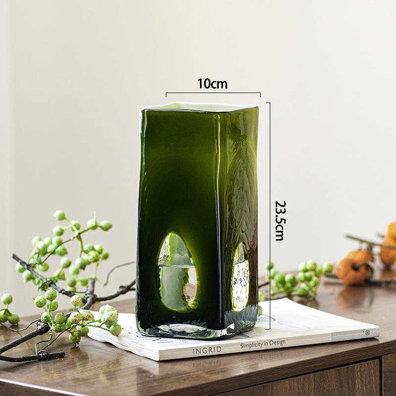 

French Antique-style Glass Vase with Round Shape,exquisite Decorative Item for High-end Living Room,water-based Flower Vessel