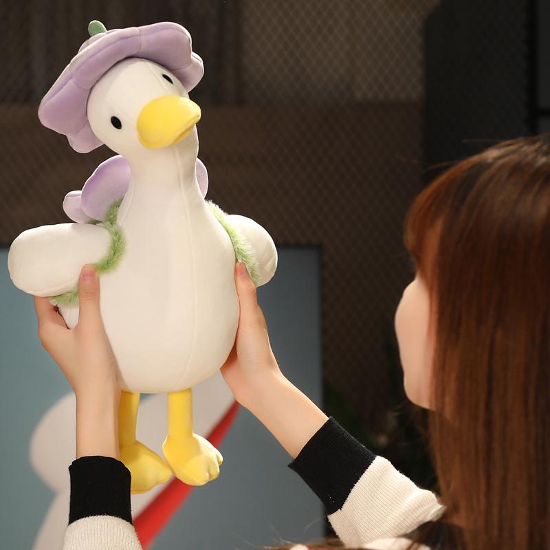 35cm Cute Duck Plush Toy Soft Stuffed Animal Kawaii Plushie Flower Duck Pillow Funny Doll Toys for Kids Girls Birthday Gift