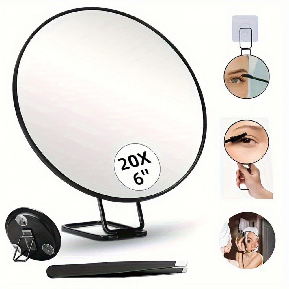 10/20/30X 14.7cm Magnifying Mirror Wall Hanging Handheld Desktop Mirror With Tweezers Magnified Makeup Vanity Mirror Bathroom
