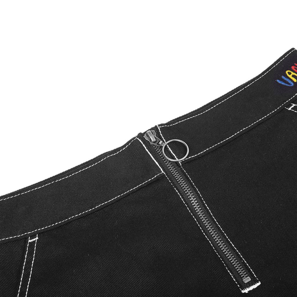 Vans Letter Embroidery Half-Zip Comfortable Casual Skirt Women Skirts Black VN0A4OTGBLK