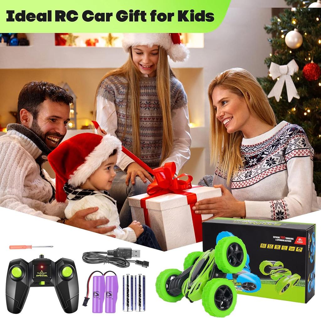 Remote Control Car, 4WD RC Cars with Double Sided 360 Degrees Tumbling and Rotating, 2.4GHZ RC Stunt Car with LED