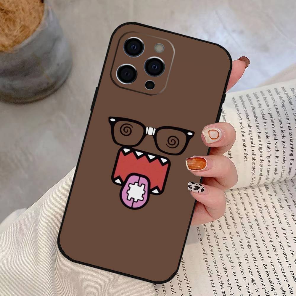 

Супер милый чехол для телефона Domo-kun для iPhone 17,16,15,14,13,12,11 Plus,Pro Max,XS, Мягкий силиконовый черный чехол iPhone13ProMax