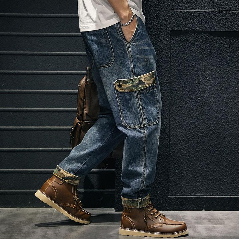 Jeans Men Trendy Large Size Distressed Loose Casual Retro Trousers