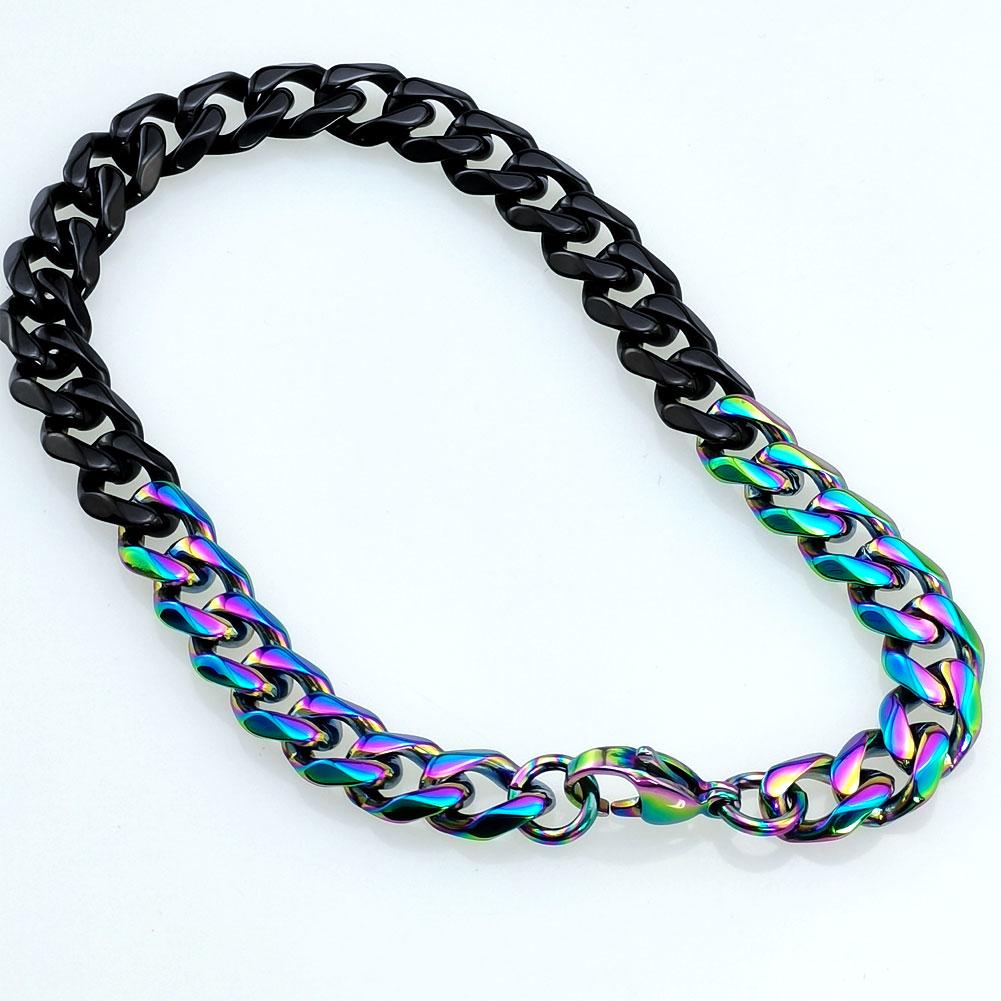 New 316L Stainless Steel Iridescence and Black Dual Hip Hop Bracelet Anklet