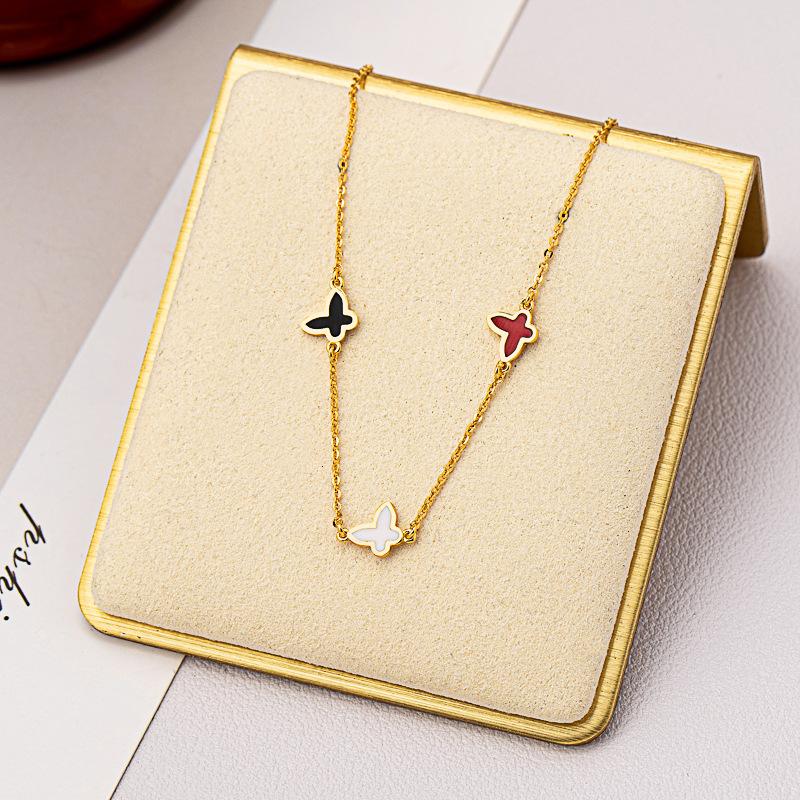Copper-plated 18K Real Gold Mini Four-leaf Clover Bracelet, Femininity Love Butterfly Jewelry, Colorful Drip Glaze Niche Jewelry